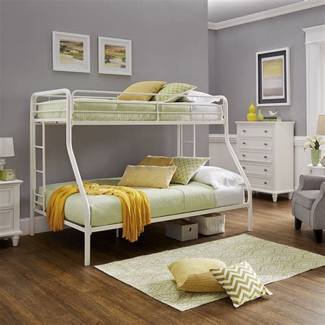 white bunk beds metal